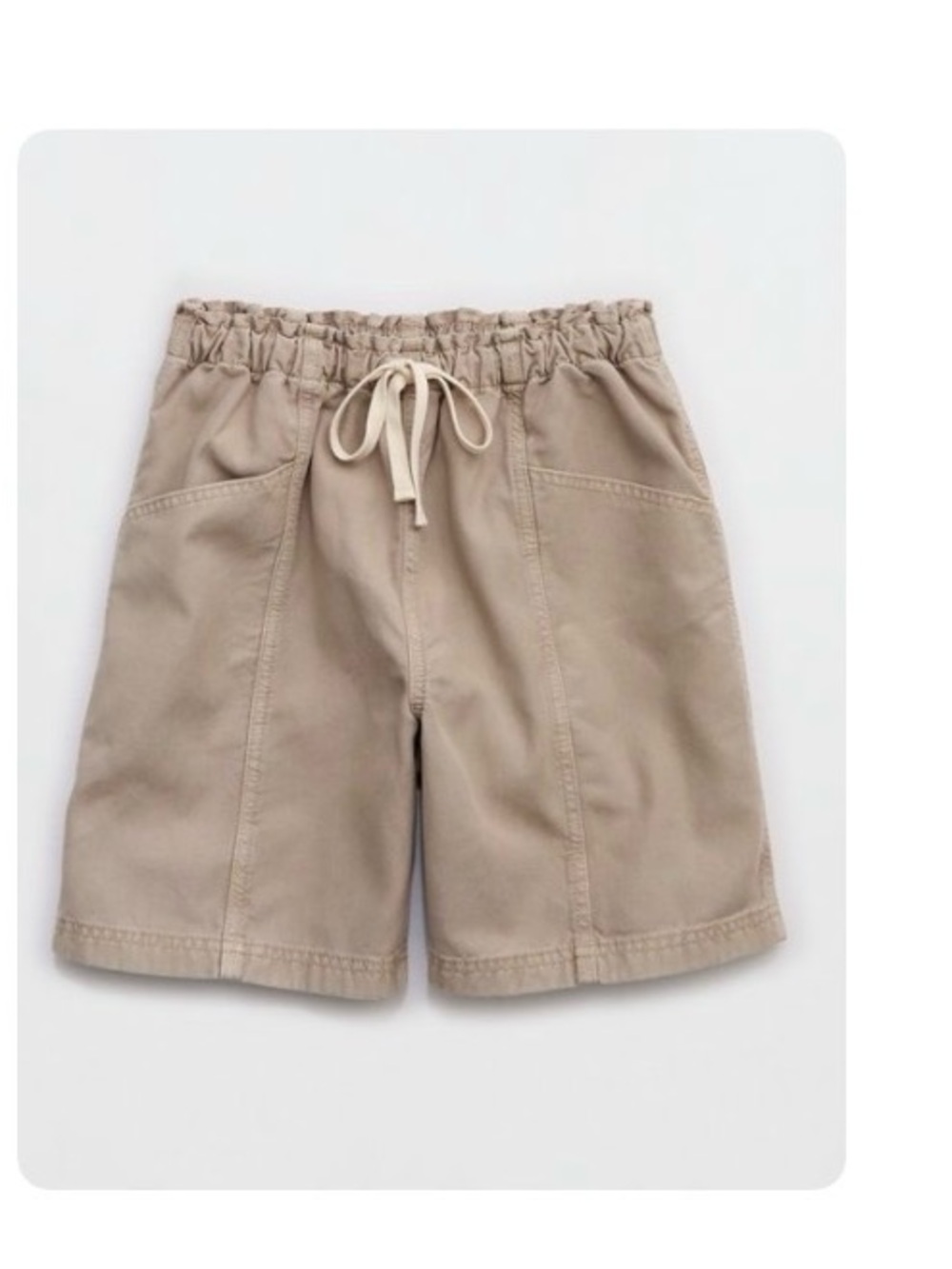 aerie Tan Drawstring Jean Shorts (Jorts)